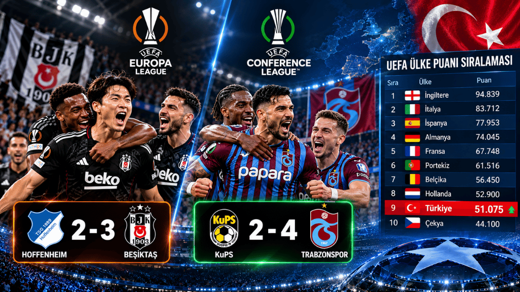 Beşiktaş ve Trabzonspor'un galibiyetleri Ülke Puanını Yükseltti